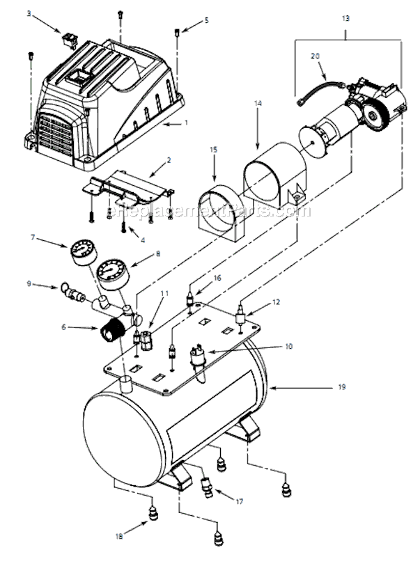Page A Diagram and Parts List for FP209400 2007 Campbell Hausfeld Compressor